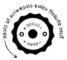 turn shutoff valve clockwise to close